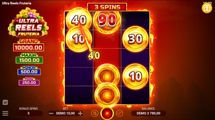 Ultra Reels Fruteria - skrini ya bonasi yenye spins tatu na mtoza